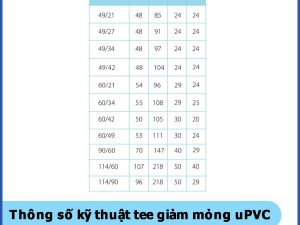 Thông số kỹ thuật sản phẩm tee giảm mỏng uPVC 49.21 - 114.90